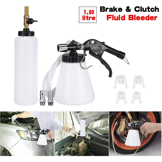 1L Pneumatic Brake Fluid Bleeder Kit Car Air Extractor Clutch Oil Bleeding Tool - White