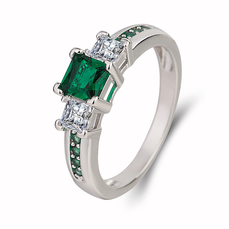 Women Sapphire Ring Female European And American - Green / 10