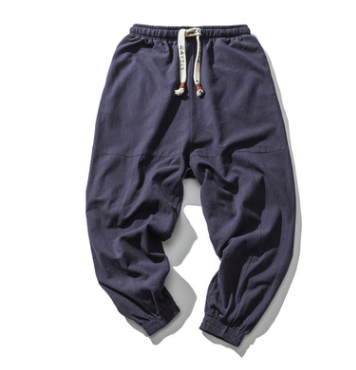 Mens Hip Hop Streetwear Gym Joggers Pants Drawstring Elastic Pockets Tapered Sweatpants - Navy / 3XL