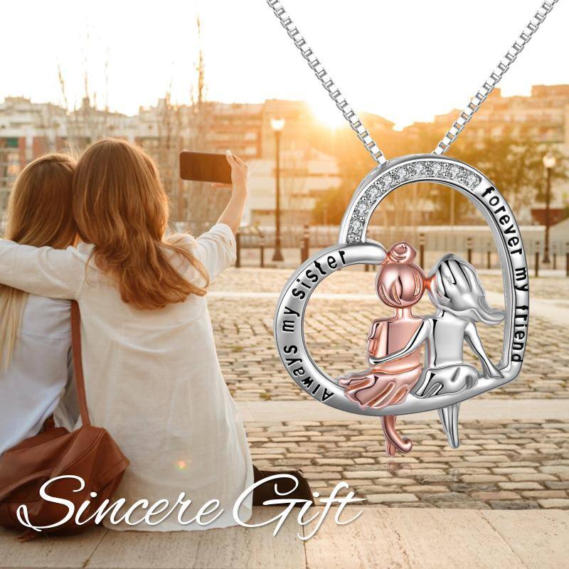 Sister Necklace Sterling Silver Jewelry Gifts for Women - silver / 0.92 inch*0.79 inch