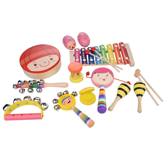 12PCS Childrens Percussion Toy Set Preschool Education Tool With Carrying Case - Multicolor