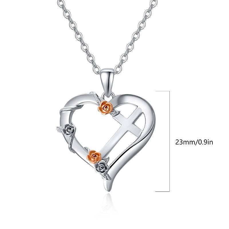 Cross Necklace for Women Sterling Silver Heart Cross Pendant Necklace Jewelry For Women Girls First Communion Easter Gifts - silver / 23 mm