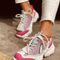Women Chunky Sneakers Female Lace Up Platform - Rose Red / 40