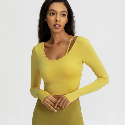 Yoga clothes top women - Yellow / S