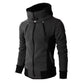 Men's High-Necked Hooded Jacket - Dark grey / XXXL