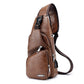 Men USB Charging Bag Men Chest Bag For Custom PU PVC Shoulder Bag Diagonal Package Messenger Travel Bag Cross Body Bags - Light Brown