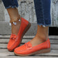 Women Flats Shoes Weave Design Soft Spring Summer Shoes - Orange red / Size43