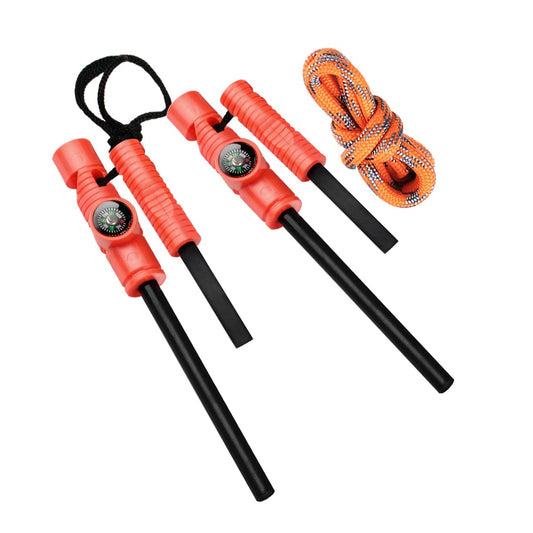 2 Pcs Fire Starter Fire Steel With Paracord And Whistle For Camping, Hiking, Hunting, Backpacking, Boating, Emergency Rescue - 2Pcs