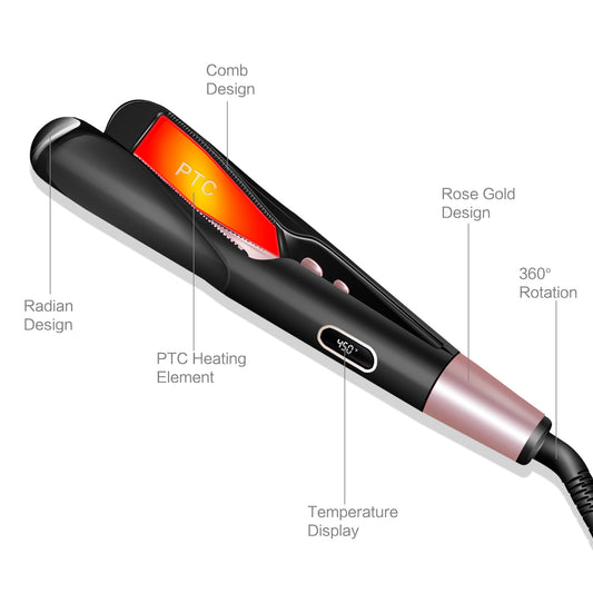 2 in 1 Electric Hair Straightener Ceramic Curling Wand Iron Curler - default