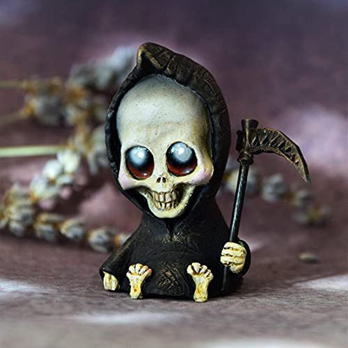 Baby Grim Reaper Ornament Gothic Death Statues Resin Art Craft Decoration Horror Halloween Desktop Statue Ornaments - Black
