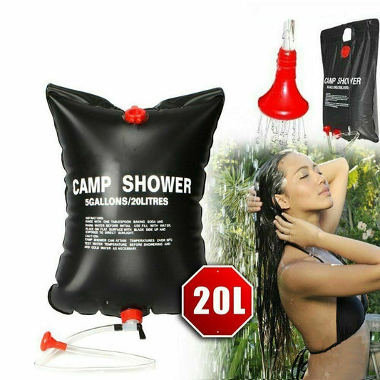 20L Camping Shower Portable Compact Solar Sun Heating Bath Bag Outdoor Travel - default