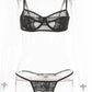 Women's Sexy Breathable Lace Lingerie Set - Black / L