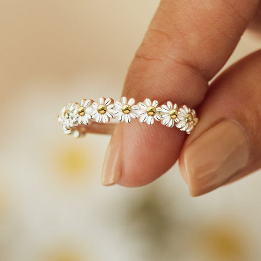 Vintage Daisy Rings For Women Adjustable  Jewelry Bague - Resizable