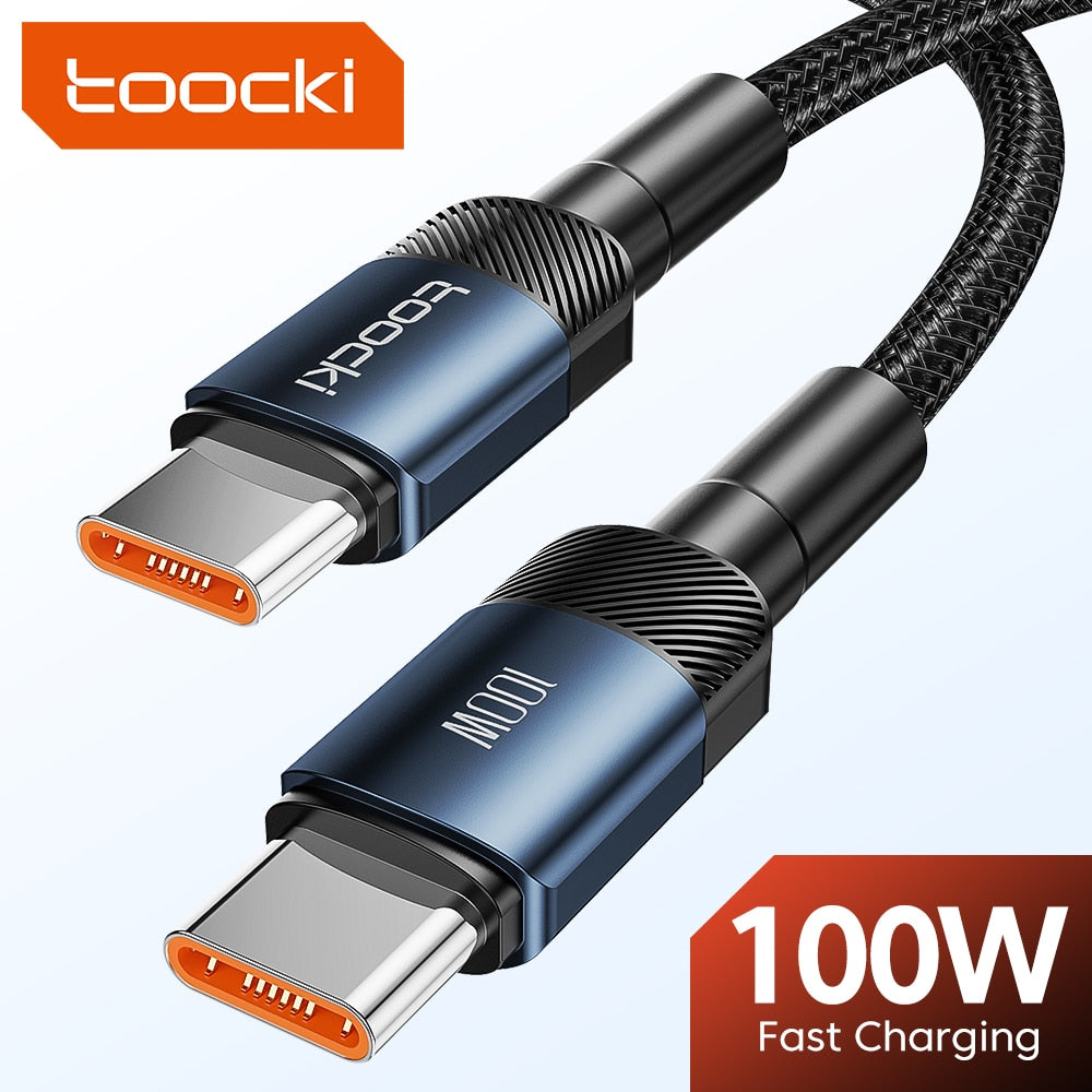 100W USB C To Type C Cable PD Fast Charging Charger Cable Data Cord - Blue 100W Cable / 0.25m