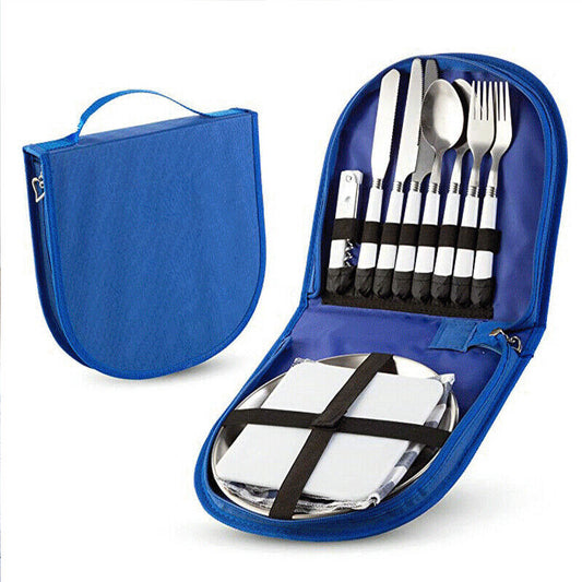 13PCS Camping Cutlery Set Portable Carry Pack Stainless Steel Outdoor Random Color - Random
