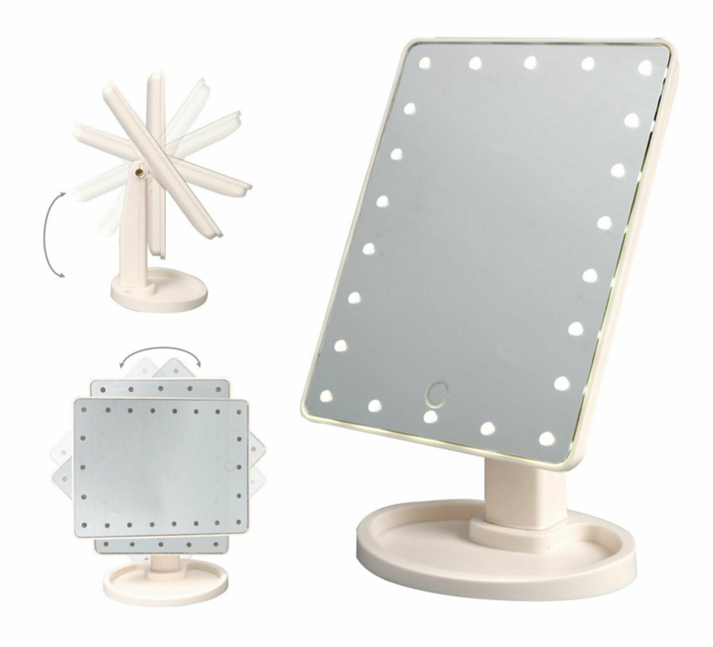 22 LED Makeup Mirror Light Portable Rotation Vanity Lights Lamp - Black