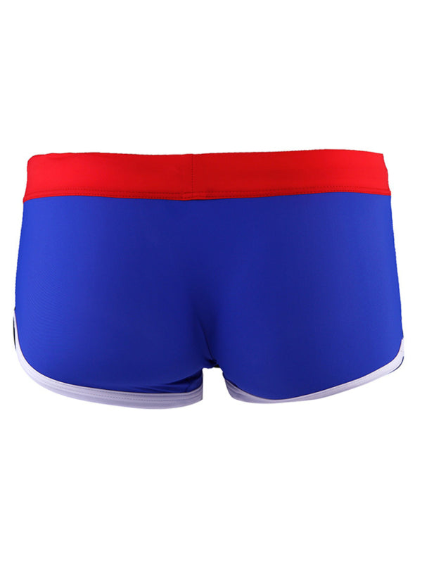 Men's Colorblock Wide Waist Tie Boxer Swim Shorts - Sky blue  azure / 3XL