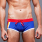 Men's Colorblock Wide Waist Tie Boxer Swim Shorts - Sky blue  azure / 3XL