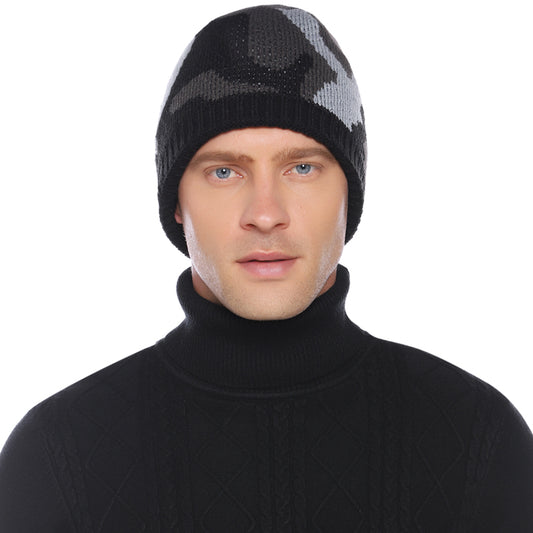 Men's Camouflage Sports Knitted Beanie - gray (camouflage) / One size