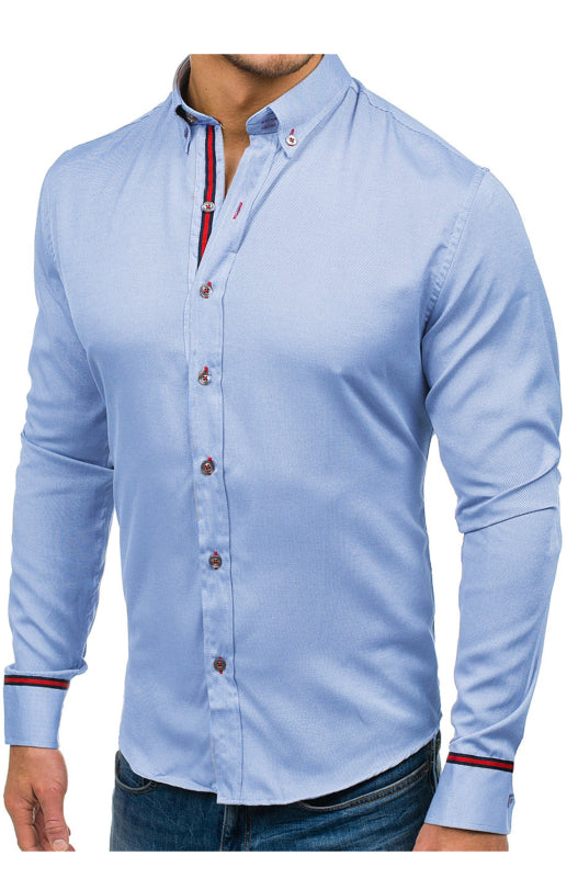 Men's Fashion Versatile Long Sleeve Shirts - Raw white off white / 3XL
