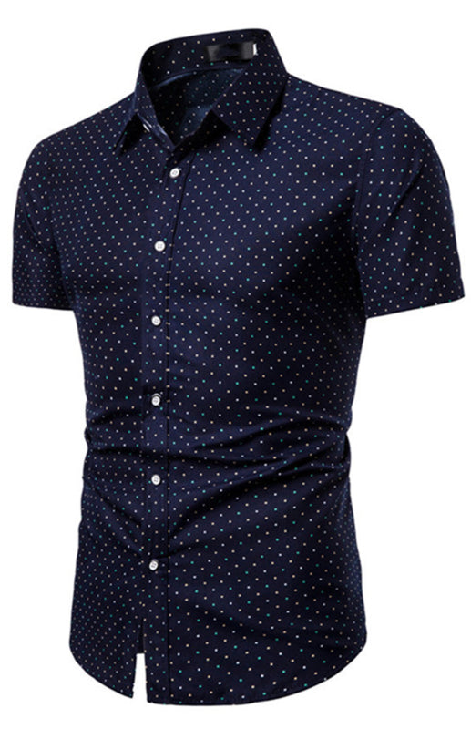 Men's Summer Fashion Short Sleeve Printed Shirt - Champlain color / 5XL