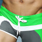 Men's Fashion Contrast Paneling Boxer Swim Shorts - No. 2 green yellow / XXL