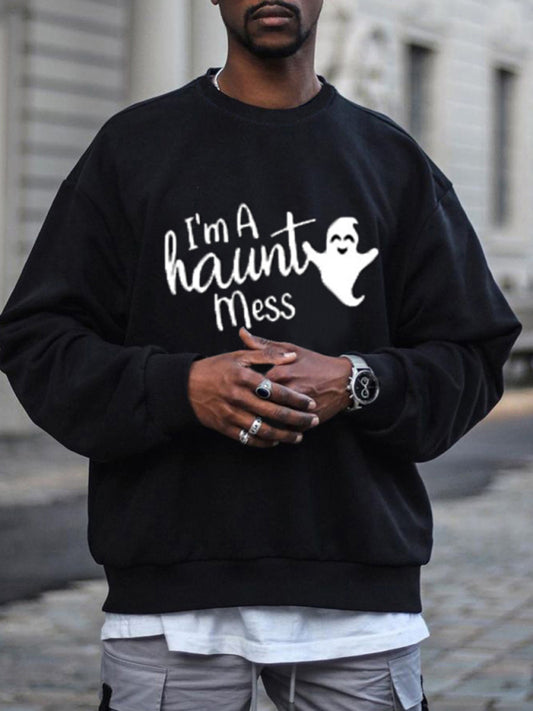 Men's Halloween print hooded sweatshirt - Black / XL