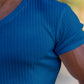 Men's Rib-knit V-neck Short-sleeve T-shirt