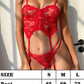 Women's Sexy Breathable Lace Lingerie Set - Red / L